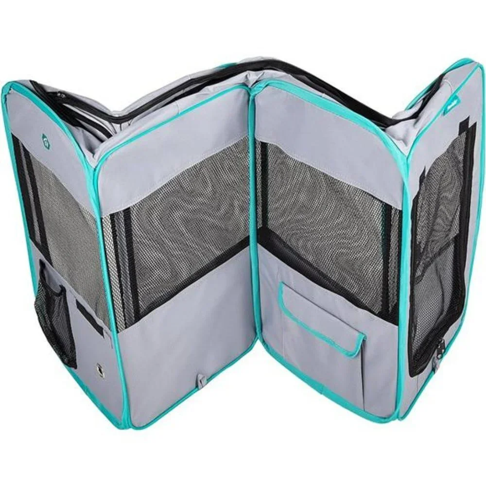 Pet Dog Playpen Portable Soft Dog with Carry Bag  (Small, Grey)